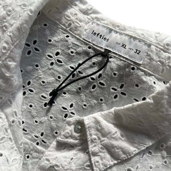White Cropped Button down Blouse Size XL from Lefties Spain - Picture 3 of 8